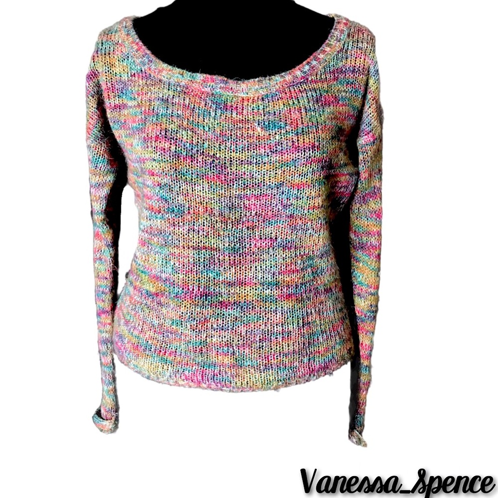 Multicoloured Soft Long Sleeve Fall Sweater Small